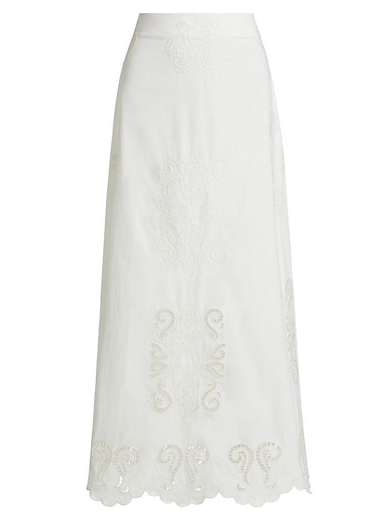 Poppy Embroidered Cotton Maxi Skirt