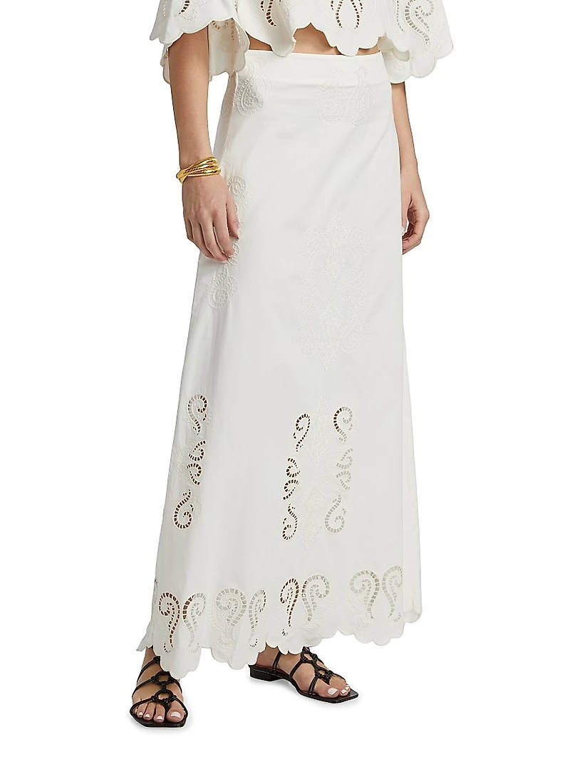 Poppy Embroidered Cotton Maxi Skirt