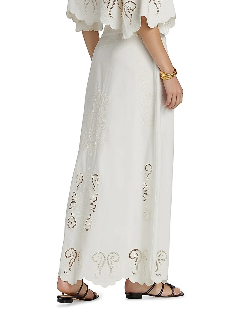 Poppy Embroidered Cotton Maxi Skirt