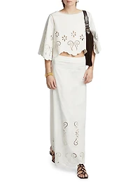 Poppy Embroidered Cotton Maxi Skirt