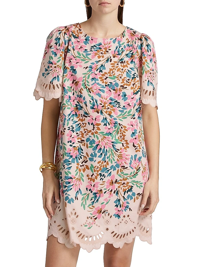 April Floral Cotton Shift Minidress