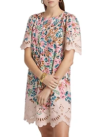 April Floral Cotton Shift Minidress