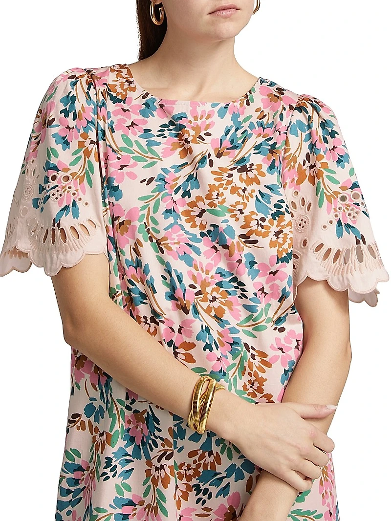 April Floral Cotton Shift Minidress