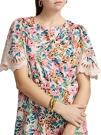 April Floral Cotton Shift Minidress