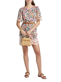 April Floral Cotton Shift Minidress