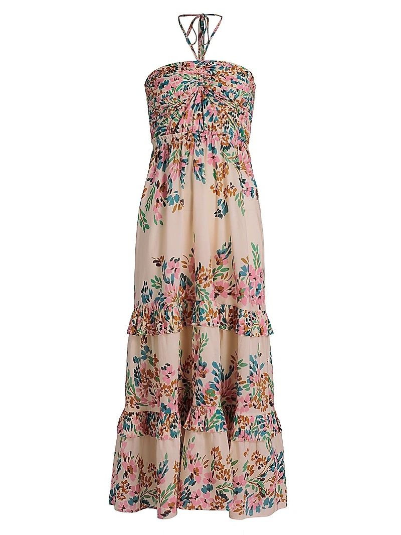 June Floral Cotton Halterneck Maxi Dress
