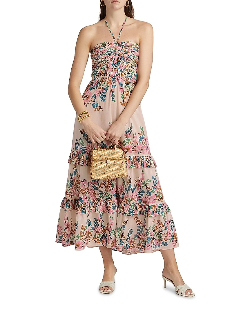 June Floral Cotton Halterneck Maxi Dress