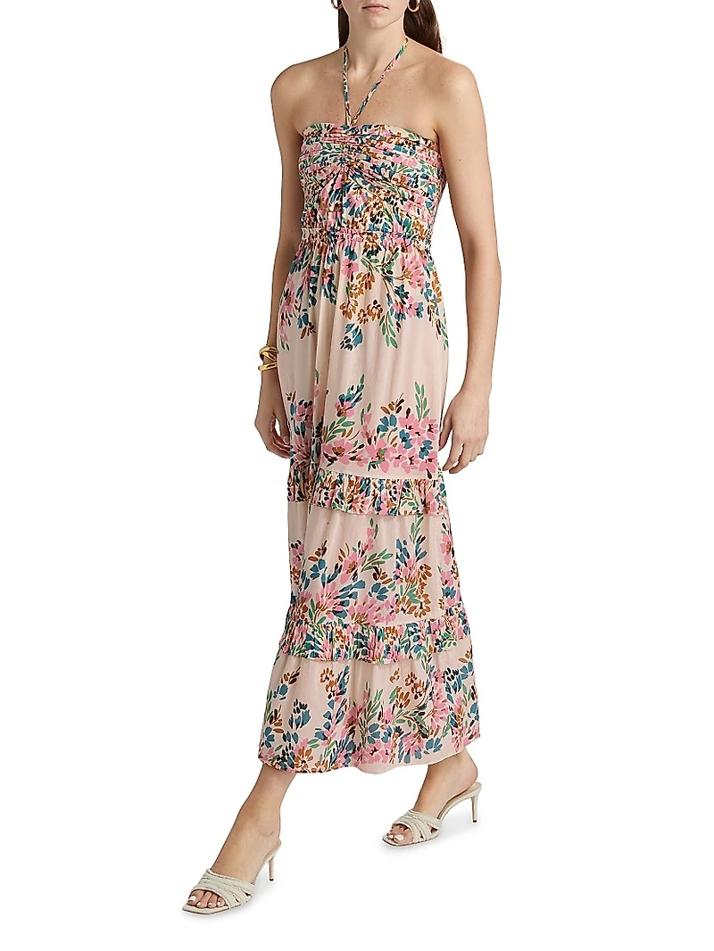 June Floral Cotton Halterneck Maxi Dress
