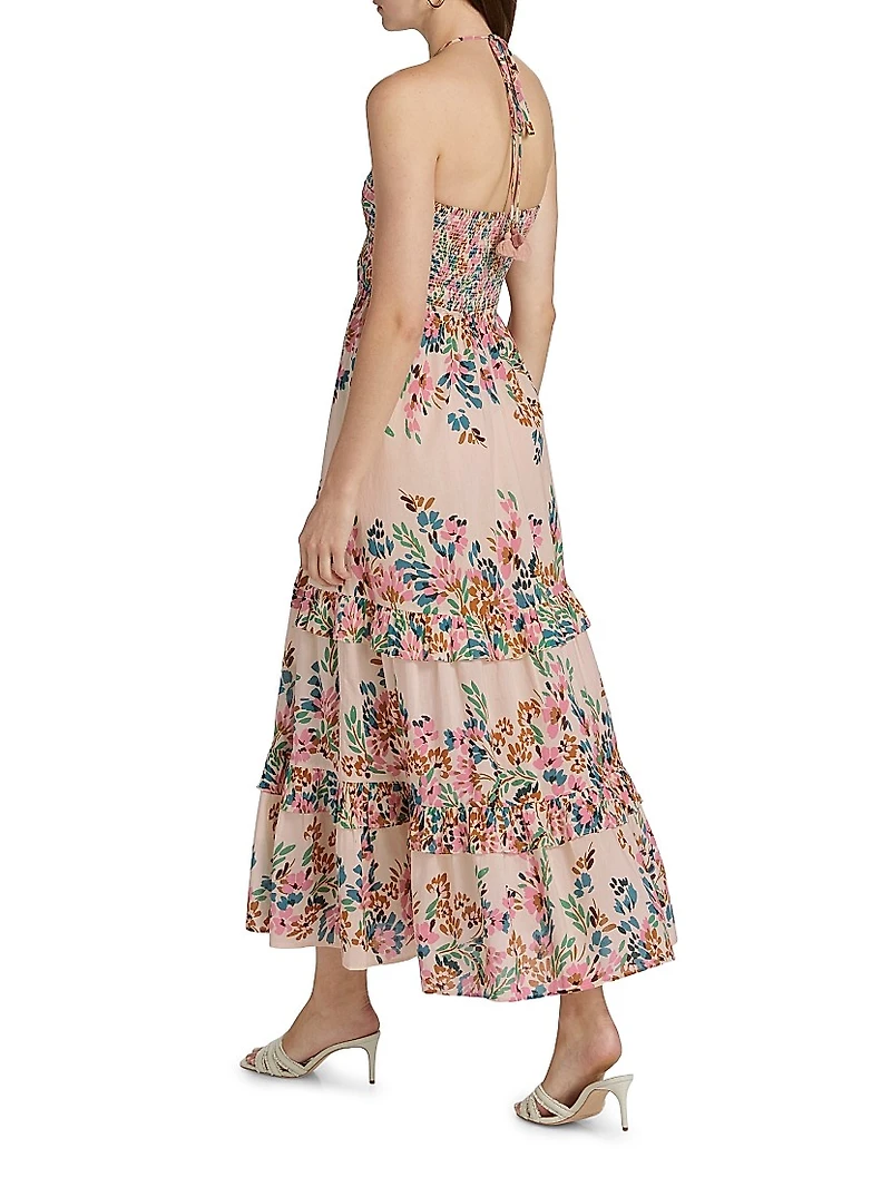 June Floral Cotton Halterneck Maxi Dress