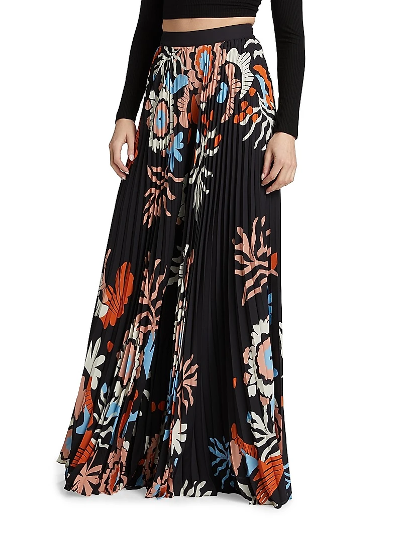 Adrienne Floral Pleated Palazzo Pants