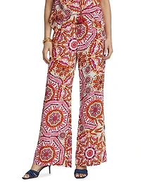 Devon Sunburst Print Wide-Leg Pants