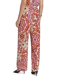 Devon Sunburst Print Wide-Leg Pants
