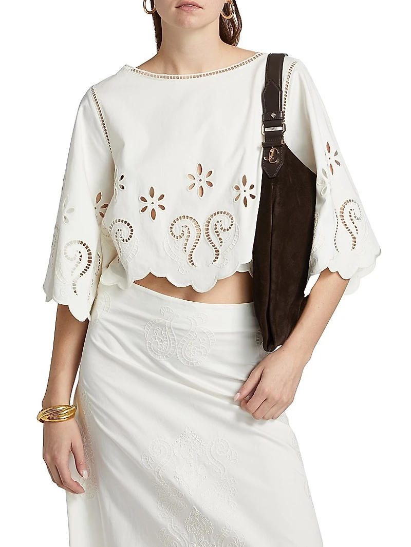 Seline Cotton Cut-Out Crop Top