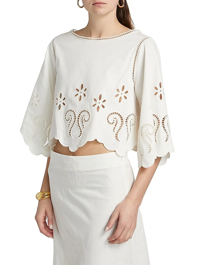 Seline Cotton Cut-Out Crop Top