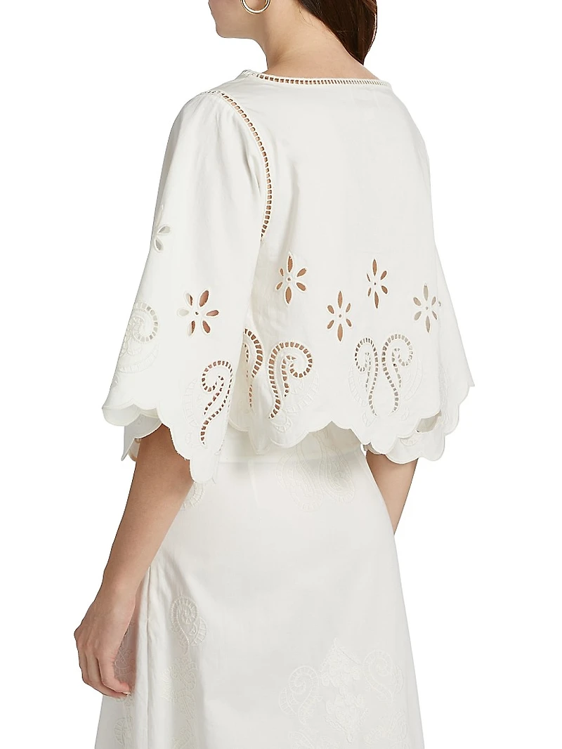 Seline Cotton Cut-Out Crop Top