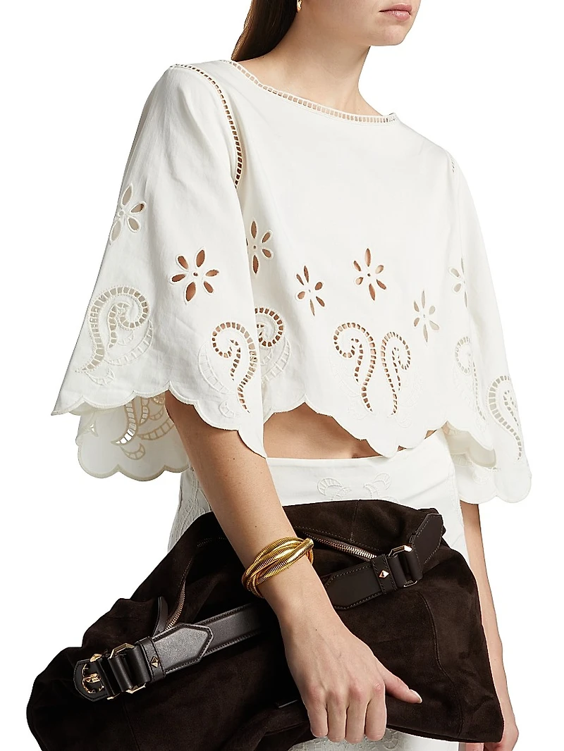 Seline Cotton Cut-Out Crop Top