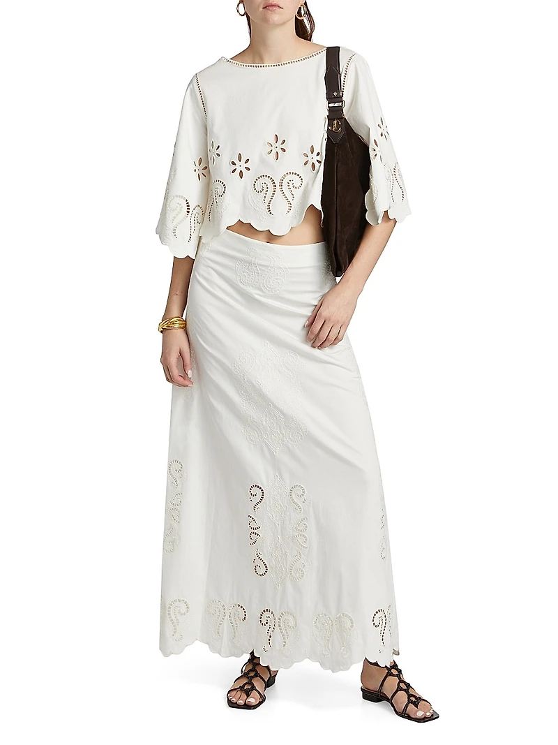 Seline Cotton Cut-Out Crop Top