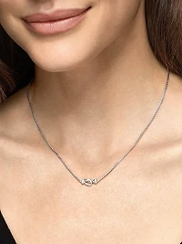 Petite Buckle Necklace in Sterling Silver with Diamonds, 16.2MM