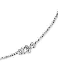 Petite Buckle Necklace in Sterling Silver with Diamonds, 16.2MM