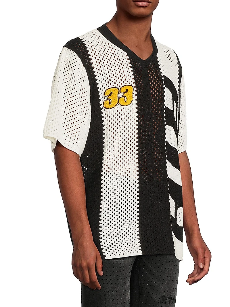 Paradise Vice Benjamin Race Stripe Open-Knit Sweater