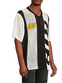 Paradise Vice Benjamin Race Stripe Open-Knit Sweater