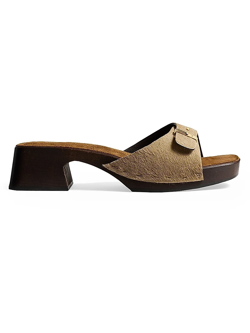 Britt Buckle-Detail Calf Hair Sandals