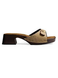 Britt Buckle-Detail Calf Hair Sandals