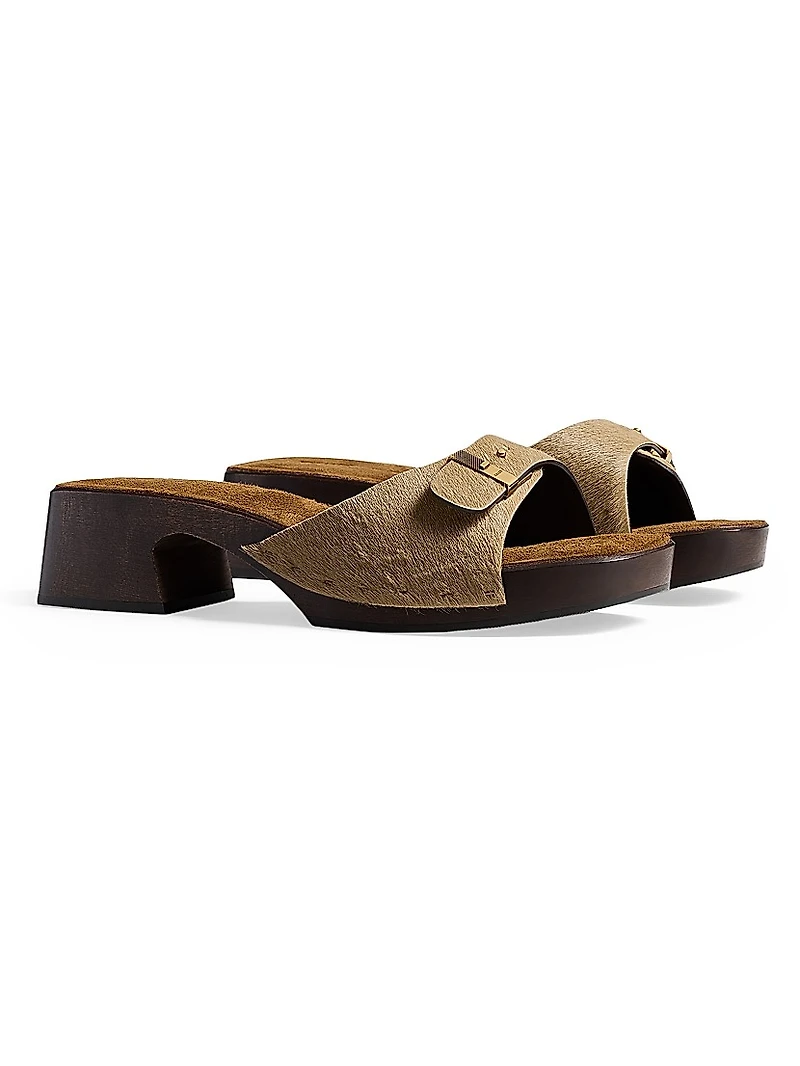 Britt Buckle-Detail Calf Hair Sandals