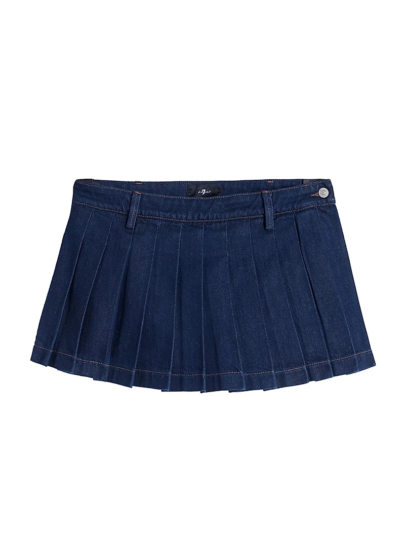 Denim Pleated Miniskirt