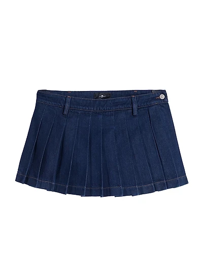 Denim Pleated Miniskirt