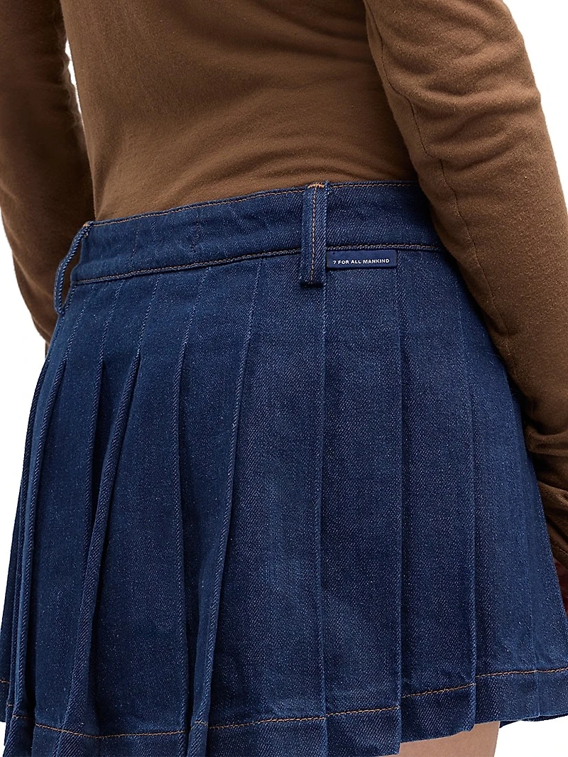 Denim Pleated Miniskirt