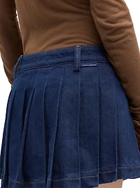 Denim Pleated Miniskirt