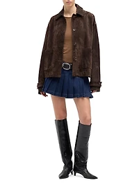 Denim Pleated Miniskirt