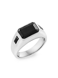 925 Sterling Silver & Black Spinel Ring