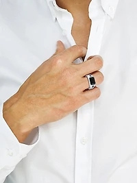 925 Sterling Silver & Black Spinel Ring