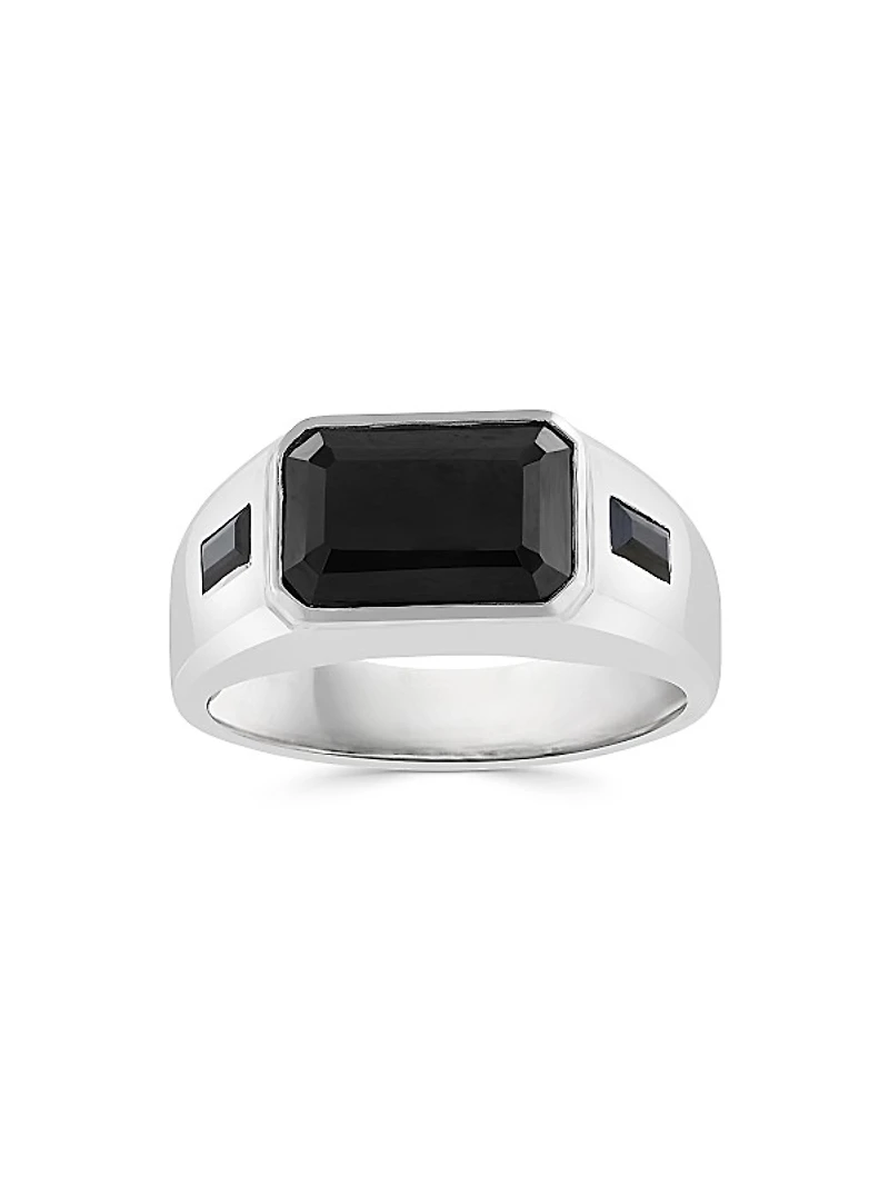 925 Sterling Silver & Black Spinel Ring