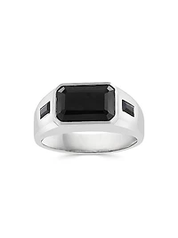 925 Sterling Silver & Black Spinel Ring