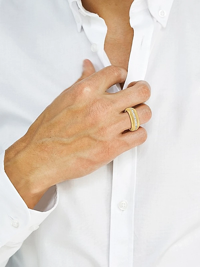 14K-Gold-Plated Sterling Silver & White Sapphire Ring