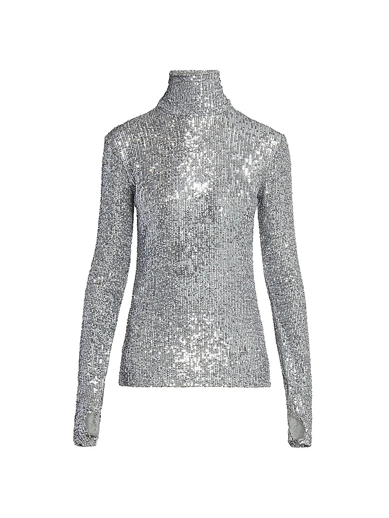 Sequinned Turtleneck Top