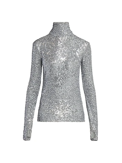 Sequinned Turtleneck Top