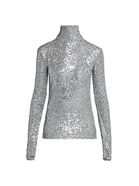 Sequinned Turtleneck Top