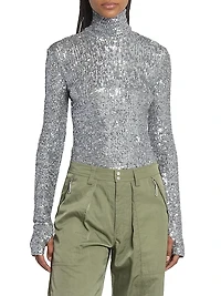 Sequinned Turtleneck Top