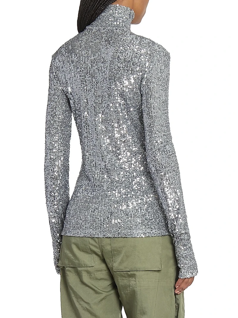 Sequinned Turtleneck Top