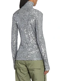 Sequinned Turtleneck Top