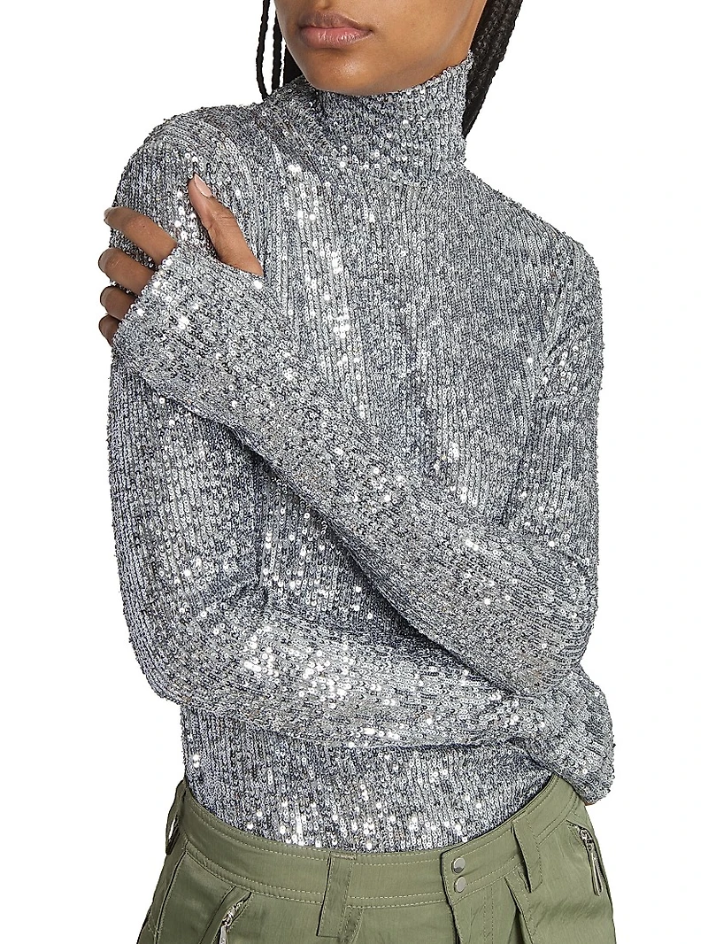 Sequinned Turtleneck Top