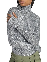 Sequinned Turtleneck Top