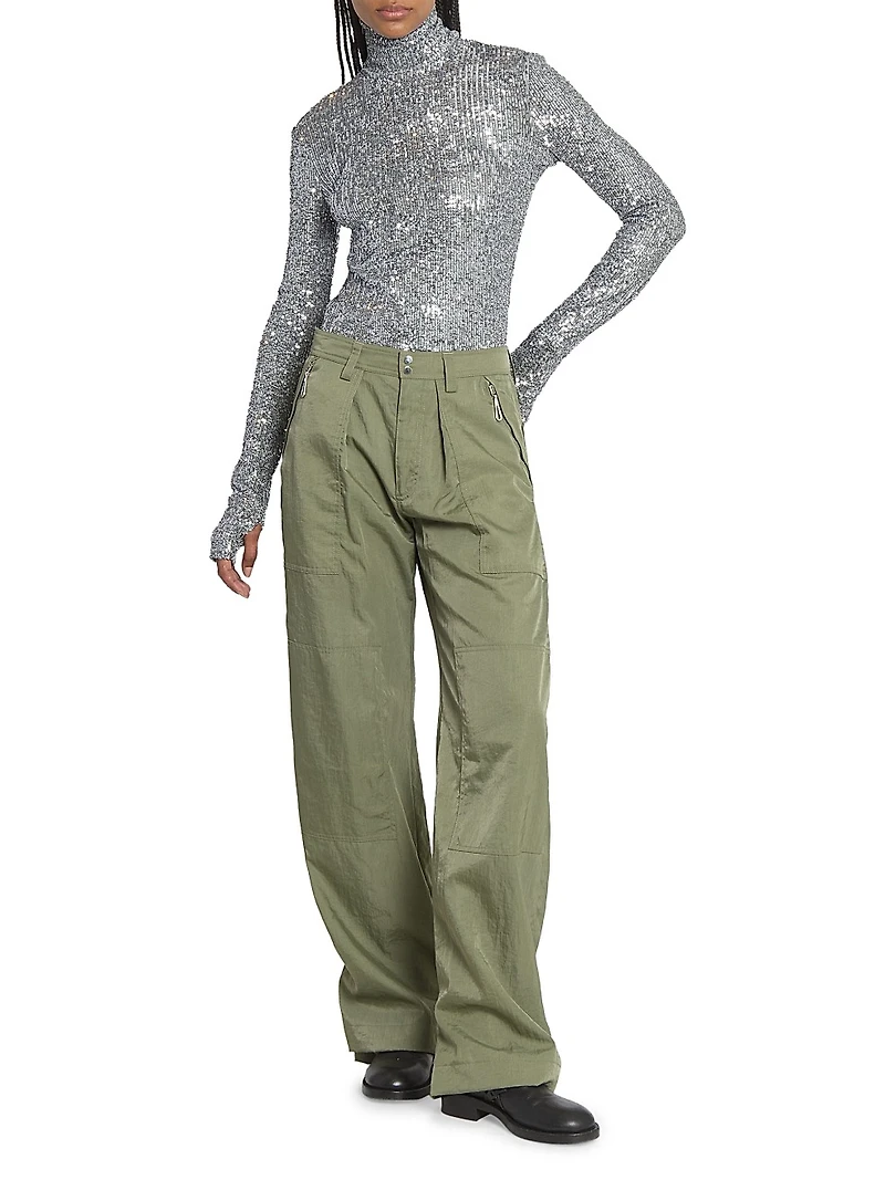 Sequinned Turtleneck Top