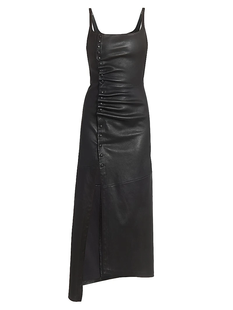 Leather Slit Maxi Dress