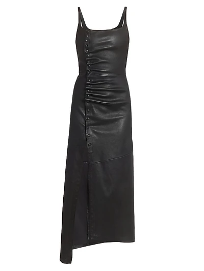 Leather Slit Maxi Dress