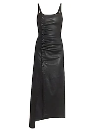 Leather Slit Maxi Dress